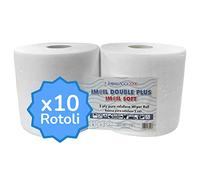 IMBALLAGGI 2000 - Rotoloni Asciugatutto con Bobina 23H cm e 25.5Ø cm, 10x8000 Strappi Quadrati - Carta Cucina Goffrata per Uso Domestico e Industriale - Rotoli Carta Validi come Panno Carta Alimentare