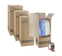 IMBALLAGGI 2000 - Scatole Cartone Porta Abiti con Barra Appendiabiti - 50x50 cm h 110 cm - Scatoloni Doppia Onda per Trasloco Armadio - Confezione da 4 Pezzi + 1 Nastro Adesivo Omaggio