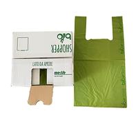 IMBALLAGGI 2000 - Shopper Biodegradabili 27x50 cm per Alimenti - 3 confezioni da 4 KG di Sacchetti con Manici (840 buste circa) - Utilizzate come Buste Compostabili per Umido