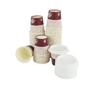 IMBALLAGGI ALIMENTARI PZ 100 BICCHIERI IN CARTA FANTASIA JUTA DA CAFFE 3 OZ (75 ML) IDEALI PER CAFFE + COPERCHIO BIANCO PER ASPORTO