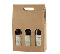IMBALLAGGI ALIMENTARI PZ 20 SCATOLA PORTA BOTTIGLIA (3 BOTTIGLIE) IN CARTONE ONDULATO BOX FOR BOTTLES BUSTA IN CARTA