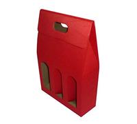 IMBALLAGGI ALIMENTARI PZ 20 Scatola Rossa PORTABOTTIGLIA (3 Bottiglie) in Cartone Ondulato Red Box for Bottles Busta in Carta