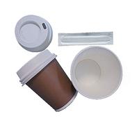 PZ 300 BICCHIERE PER CAFFE' IN CARTA CL 10 + 300 COPERCHI CON BECCUCCIO + PZ 300 PALETTE INCARTATE PAPER CUP COFFEE AND HOT DRINKS