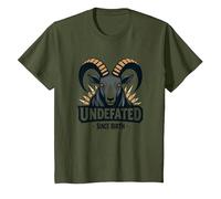 Imbattuto dalla Nascita RAM Strength Motto Maglietta, Bambini, Oliva, 8 Anni