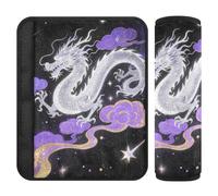 Imbottitura per tracolla per auto, motivo drago brillante, con stelle viola, per fermare il taglio della cintura di sicurezza nel collo, copertura per cintura di sicurezza per berlina auto, 2 pezzi