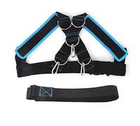 Imbracatura a spalla per carico di peso, imbracatura per slittino con cinghia di trazione regolabile per il traino di pneumatici, allenamento della forza del core e della (Nero Blu)