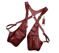 Imbracatura antifurto in pelle, borsa per telefono medievale vintage, borsa a tracolla ascellare, portafoglio regolabile in pelle PU, confezione nascosta a doppia spalla per esterni