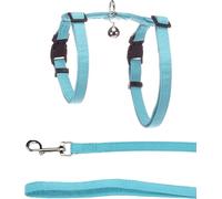 Imbracatura con Guinzaglio Flamingo Lomi - Azzurro | Per Gatti di Taglia Normale | A: 22-36 cm, B: 27-46 cm, C: 110 cm x 10 mm x 2 mm - Regolabile, Comoda, con Design Elegante