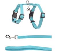 Imbracatura con Guinzaglio Flamingo Lomi - Azzurro | Per Gattini (Kitten) | A: 15-22 cm, B: 20-30 cm, C: 120 cm x 10 mm x 2 mm - Morbida, Sicura, Regolabile e Leggera