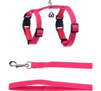 Imbracatura con Guinzaglio Flamingo Lomi - Fuchsia | Per Gattini (Kitten) | A: 15-22 cm, B: 20-30 cm, C: 120 cm x 10 mm x 2 mm - Morbida, Sicura, Regolabile e Leggera