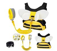 Imbracatura di sicurezza per bambini, regolabile, con cinturino da polso e chiusura sicura, guinzaglio anti-smarrimento con ape gialla, con tasca