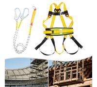 Imbracatura di sicurezza per tutto il corpo a 5 punti con doppi ganci da 2 m e supporto per la vita (giallo, resistenza 4850 libbre)