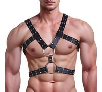 Imbracatura Harness Gay Harness Cintura pettorale in Pelle PU per Uomo Harness Body da uomo in pelle Leather Harness Regolabile per bondage, fetish erotico, pettorina, lingerie sexy
