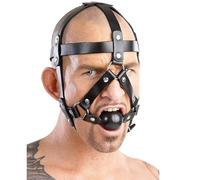 Imbracatura per la testa e gag nero Zado vera pelle bondage fetish BDSM