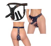 Imbracatura slip con dildo realistico triplo vaginale anale indossabile fallo