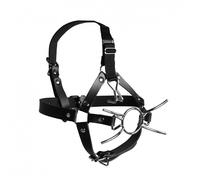 Imbracatura viso con morso Head Harness with Spider Gag and Nose Hooks Black