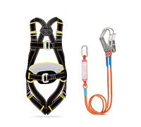 Imbracature di sicurezza, Imbracatura di sicurezza anticaduta, imbracatura anticaduta completa con cordino, kit di sicurezza for arrampicata su roccia(Black)
