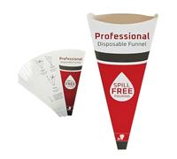 Imbuti usa e getta professionali (confezione da 20) per un trasferimento efficace e sicuro di liquidi, oli e polveri. Costruzione in cartoncino resistente e versamento a prova di fuoriuscite. Apertura