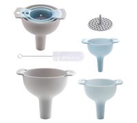 Imbuto 3 pezzi con 1 spazzola piccola, set imbuto in plastica, imbuto 4 in 1 con filtro, set di imbuto multifunzionale, set da cucina, accessori da cucina