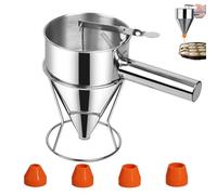 Imbuto a Pistone in Acciaio Inox 1,2L Imbuto Dosatore per Pasticceria Imbuto Dosatore, Imbuto da Cucina, Pancake Dispenser, Multi-Calibro Bocca in Silicone, Per Pancake, Dolci, Cupcake, Waffle