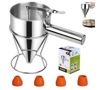 Imbuto a Pistone in Acciaio Inox 1,2L Imbuto Dosatore per Pasticceria Imbuto Dosatore, Imbuto da Cucina, Pancake Dispenser, Multi-Calibro Bocca in Silicone, Per Pancake, Dolci, Cupcake
