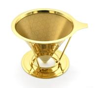 Imbuto dorato per caffè e tè a mano, riutilizzabile, in acciaio inox, con design a doppio scopo, filtraggio efficace per un gusto puro, facile