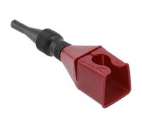 Imbuto flessibile a scatto con filtro integrato e bocca larga, ideale per drenare olio e liquidi da veicoli, attrezzature da prato e strumenti industriali (rosso)