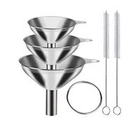 Imbuto in acciaio inossidabile, Set di imbuti da cucina in acciaio inossidabile da 3/5 pezzi, dimensioni multiple, con anello e 2 spazzole(5pcs Set)