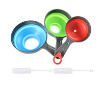 Imbuto in silicone, set da 3 pezzi, imbuto pieghevole con 2 spazzole bianche per la pulizia, imbuto da cucina, pieghevole, imbuto per funghi, imbuto per marmellate, imbuto grande apertura