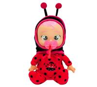 IMC TOYS CRY BABIES Tiny Cuddles Newborn Lady, Bambola di Peluche con Pigiama da Coccinella, Può Sedersi e Piangere Lacrime Vere, Giocattolo Regalo per Bambini e Bambine dai 18 Mesi in su