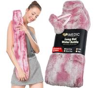iMedic 2L Borsa Acqua Calda Lunga - Borsa Acqua Calda Collo Cervicale Ricoperta da una Fodera di Lusso Realizzata in Pile Super Morbido o Maglia Comoda - Finta Pelliccia Rosa