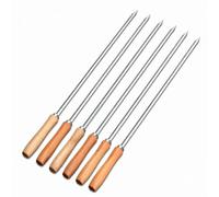 IMEEA Spiedini Adana, 50 cm, riutilizzabili, in acciaio inox, per barbecue, spiedini con manico in legno (6 pezzi)