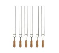IMEEA Spiedini per barbecue, 38,8 cm, in acciaio inox, doppia punta con manico in legno, per barbecue, campeggio, giardino (6 pezzi)