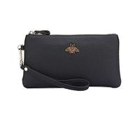 imeetu - Pochette da donna in vera pelle, con chiusura a zip e cinturino da polso