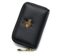 imeetu Porta carte di credito RFID da donna, in pelle, sottile, con 12 scomparti per carte di credito e 2 ampi scomparti per contanti (piccolo, nero)