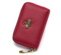 imeetu Porta carte di credito RFID da donna, in pelle, sottile, con 12 scomparti per carte e 2 ampi scomparti per contanti (piccolo, rosso)