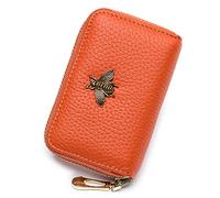imeetu Porta carte di credito RFID, piccolo portafoglio in pelle con cerniera per donne (arancione)
