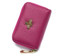 imeetu Porta carte di credito RFID, piccolo portafoglio in pelle con cerniera per donne, B-Fuchsia, S, classico