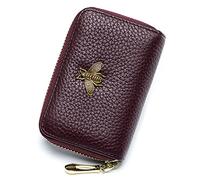 imeetu Porta carte di credito RFID, piccolo portafoglio in pelle con cerniera per donne, B-Purple Coffee, S, classico