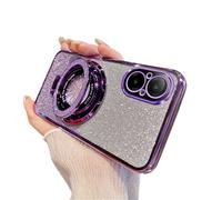 IMEIKONST Custodia per Honor 200 con Anello Kickstand, Elettroplaccata Gradiente Brillantini Trasparente Protettiva TPU Silicone Antiurto Cover per Honor 200. Porpora DS1