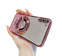 IMEIKONST Custodia per Samsung Galaxy Note 10 con Anello Kickstand, Elettroplaccata Gradiente Brillantini Trasparente Protettiva TPU Silicone Antiurto Cover per Samsung Note 10. Oro Rosa DS1
