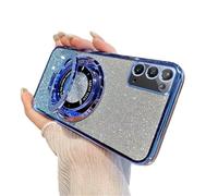 IMEIKONST Custodia per Samsung Galaxy Note 20 con Cavalletto ad Anello, Elettroplaccata Gradiente Brillantini Custodia per Ragazze Donna Protettiva Antiurto Cover per Samsung Note 20. Blu DS1