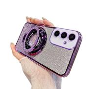 IMEIKONST Custodia per Smasung Galaxy S25 FE con Anello Kickstand, Elettroplaccata Gradiente Brillantini Trasparente Protettiva TPU Silicone Antiurto Cover per Smasung Galaxy S25 FE. Porpora DS1