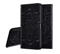 IMEIKONST Samsung A2 Core Custodia Embossed Premium Phone Cover a Libro in Pelle PU Flip Portafoglio Holder Protettiva Magnetic Stand Caso per Samsung Galaxy A2 Core Mandala Black LD