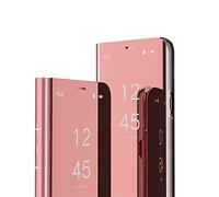 IMEIKONST Samsung Note 10 Custodia Bookstyle Specchio Design Clear View Makeup Stand Full Body Protettiva Bumper Flip Folio Copertura per Samsung Galaxy Note 10 Flip Mirror: Rose Gold QH