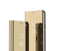 IMEIKONST Samsung Note 10 Custodia Bookstyle Specchio Design Clear View Makeup Stand Full Body Protettiva Bumper Flip Folio Copertura per Samsung Galaxy Note 10 Flip Mirror: Golden QH