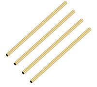 iMeistek 4 tubi in ottone, 3,5 mm di diametro esterno x 0,2 mm di spessore della parete, lunghezza 200 mm, in metallo, senza cuciture, tubi rotondi dritti per decorazione di giardinaggio, artigianato