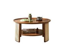 IMEITE Arredamento Della Casa Tavolino da caffè rotondo in legno di rattan, semplice stile Wabi-sabi, retro, tavolo basso rotondo in rattan, tavolo da tè Tavolini Da Salotto