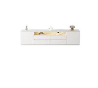 IMEITE Centro Di Intrattenimento Rock Slab Mobile TV da terra bianco Tavolino caffè Moderno piccolo appartamento Soggiorno elegante for la casa Porta Tv Per Soggiorno(180x30x60cm)