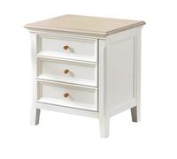 IMEITE Comodino Comodino In Legno Massello Bianco Crema In Stile Americano, Mobiletto Portaoggetti For Camera Da Letto Con Tre Cassetti Tavoli Da Soggiorno